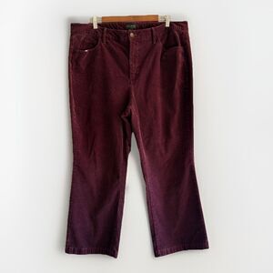 Talbots Corduroy Ankle Crop Pants Burgundy Wine Classic Preppy Academia 16W Plus